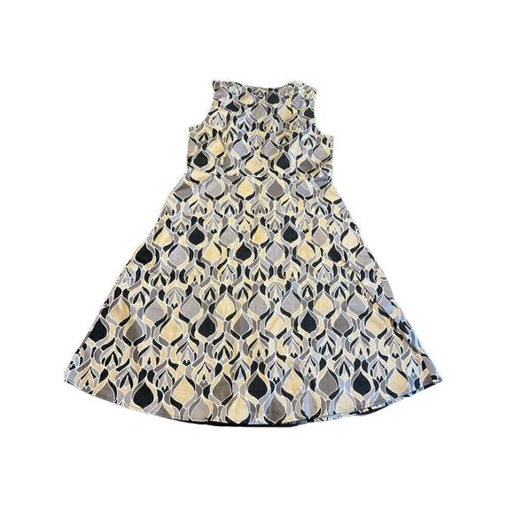 Isaac Mizrahi live black cream mosaic sleeveless button up collar dress 14 - Picture 2 of 7